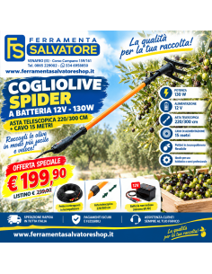 Cogliolive Spider 12V 130W con asta telescopica per raccolta olive