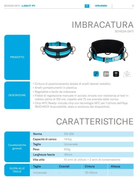 Cintura Irudek Light Plus P1 | Posizionamento EN 358