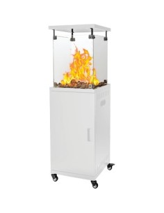 STUFA GAS GPL FLAMEX + RUOTE DOMUS BIANCO KW 5/13 CM 42X42 H.CM 136