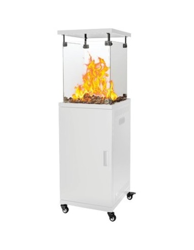 STUFA GAS GPL FLAMEX + RUOTE DOMUS BIANCO KW 5/13 CM 42X42 H.CM 136