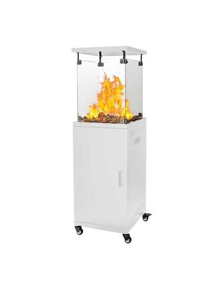 STUFA GAS GPL FLAMEX + RUOTE DOMUS BIANCO KW 5/13 CM 42X42 H.CM 136