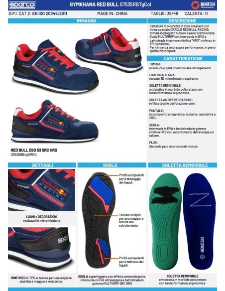 Scarpe Antinfortunistiche Sparco Red Bull S3S | Blu/Rosso