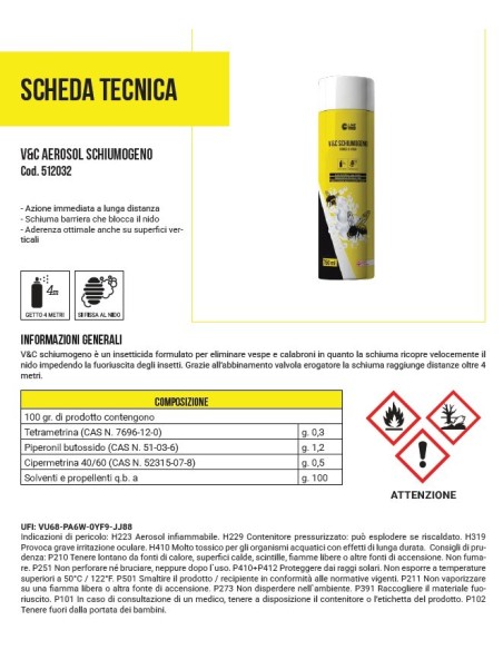 Spray Vespe e Calabroni Schiumogeno 750 ml
