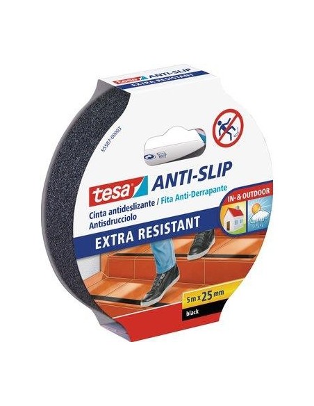 NASTRO ANTISDRUCCIOLO ADESIVO 55587 TESA NERO H.MM 25 MT 5