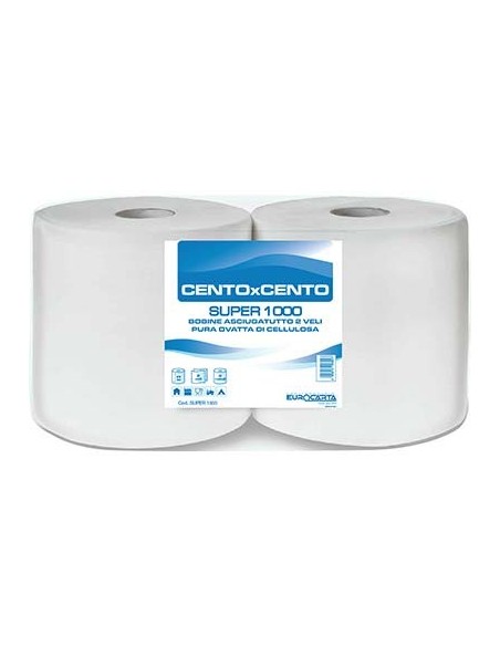 CARTA ASCIUGAMANI A ROTOLO SUPER 1000 GOFFRATA VELI 2 STRAPPI 800 CF - PZ 2