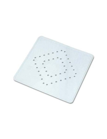 TAPPETO DOCCIA ANTISCIVOLO GOMMA BIANCO+VENTOSE CM 55X55