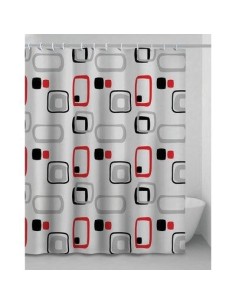 TENDA DOCCIA QUADRI 60 IN VINILE + ANELLI CM 120X200