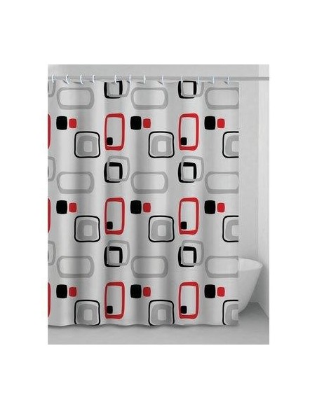 TENDA DOCCIA QUADRI 60 IN VINILE+ ANELLI CM 180X200