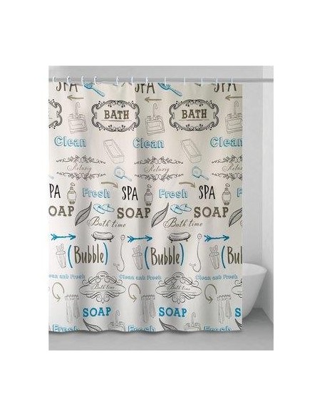 TENDA DOCCIA LETTERS IN VINILE + ANELLI CM 240X200