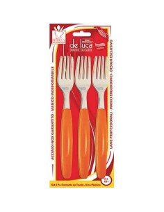 FORCHETTA TAVOLA SUPER DE LUCA MANICO PLT/INOX CF - PZ 6 COLORI ASSORTITI