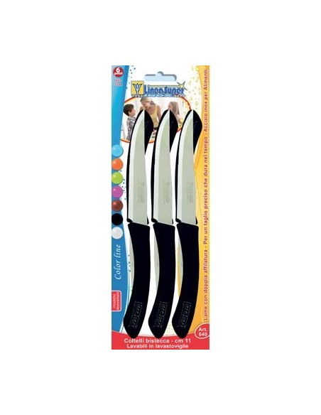 COLTELLO BISTECCA SUPER DE LUCA MANICO PLT/INOX CM 11 CF - PZ 6 COLORI ASSORTITI