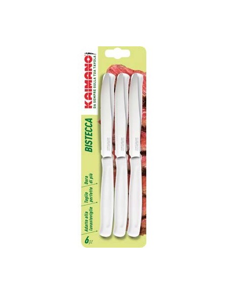 COLTELLO BISTECCA DINAMIK KAIMANO MANICO PLT BIANCO/INOX CM 11,5 CF - PZ 6