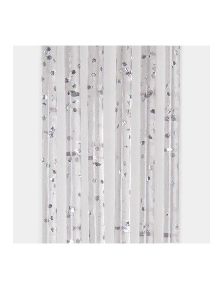 TENDINA PRONTA LUXOR 144 FILI PVC LISCIO ARGENTO GLITTERATO CM 120 H.CM 240