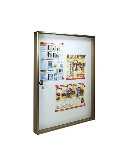 BACHECA PORTA AVVISI ALUBOX ALLUMINIO BRONZATO 4XA4 MM 550X50 H.MM 730