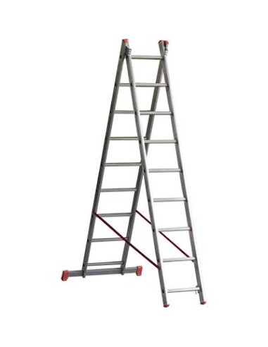 SCALA PARALLELA 2 RAMPE ORANGE 2 MARCHETTI ALLUMINIO EN 131 H.CM 190/320 PIOLI 2X 7