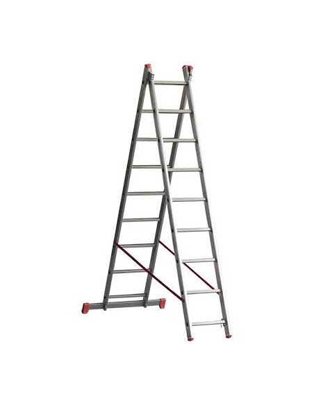 SCALA PARALLELA 2 RAMPE ORANGE 2 MARCHETTI ALLUMINIO EN 131 H.CM 295/500 PIOLI 2X11