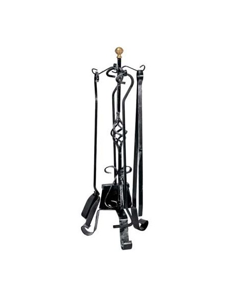 PIANTANA CAMINO KIT PIGNA FERRO BATTUTO + POMI OTTONE H.CM 70 CF - PZ 5