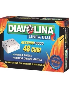 ACCENDIFUOCO LIGNITE DIAVOLINA LINEA BLU SENZA ODORI CUBETTI 48