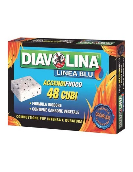 ACCENDIFUOCO LIGNITE DIAVOLINA LINEA BLU SENZA ODORI CUBETTI 48