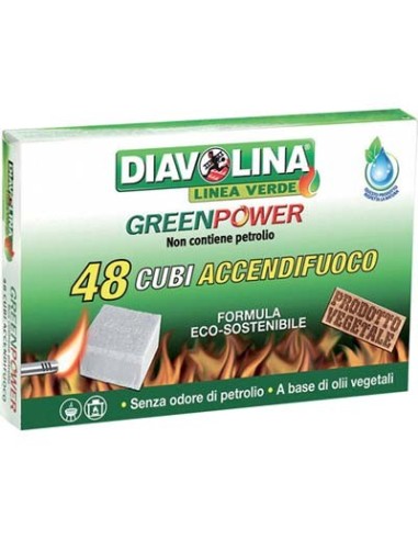 ACCENDIFUOCO GREENPOWER DIAVOLINA LINEA VERDE CUBETTI 48