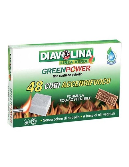 ACCENDIFUOCO GREENPOWER DIAVOLINA LINEA VERDE CUBETTI 48