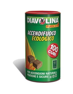 ACCENDIFUOCO ECOLOGICO 100 DIAVOLINA FUOCO CUBETTI 100