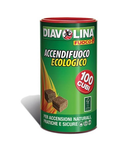 ACCENDIFUOCO ECOLOGICO 100 DIAVOLINA FUOCO CUBETTI 100