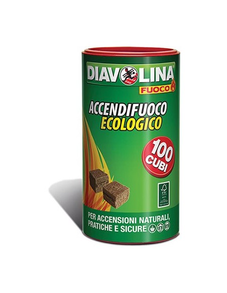 ACCENDIFUOCO ECOLOGICO 100 DIAVOLINA FUOCO CUBETTI 100