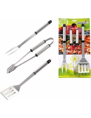 POSATE BARBECUE SET 03360 OMPAGRILL ACCIAIO INOX CF - PZ 3 CM 36