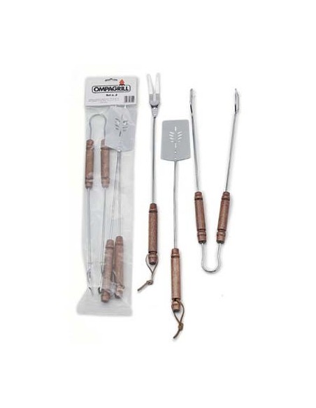 POSATE BARBECUE SET 03550 OMPAGRILL INOX/LEGNO CF - PZ 3 CM 55
