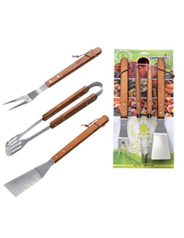 POSATE BARBECUE SET 03430 OMPAGRILL INOX/LEGNO CF - PZ 3 CM 40