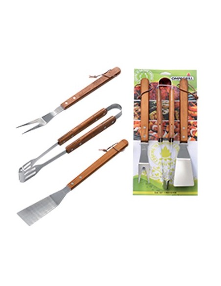 POSATE BARBECUE SET 03430 OMPAGRILL INOX/LEGNO CF - PZ 3 CM 40