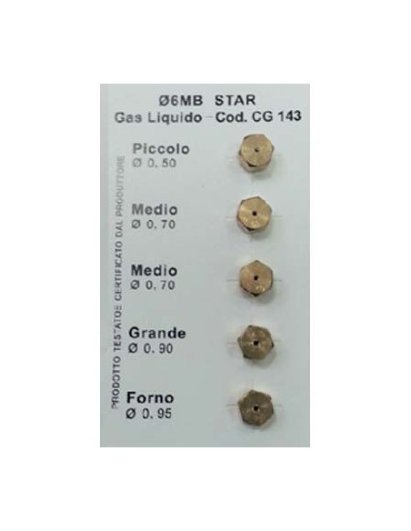 UGELLI RICAMBIO X FORNELLI GAS GPL OTTONE