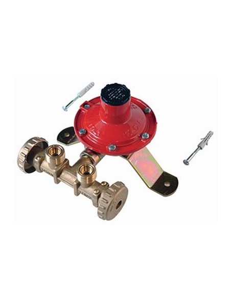 CENTRALINA MINI X 2 BOMBOLE GAS GPL REGOLATORE BP KG/H 4 + STAFFA + TASSELLI
