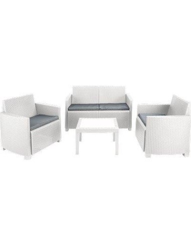 SET RATTAN ARENA PROGARDEN PP BIANCO CF - PZ 4 + CUSCINI