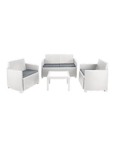 SET RATTAN ARENA PROGARDEN PP BIANCO CF - PZ 4 + CUSCINI