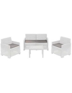 SET RATTAN ISEO PROGARDEN PP BIANCO CF - PZ 4 + CUSCINI