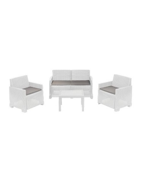 SET RATTAN ISEO PROGARDEN PP BIANCO CF - PZ 4 + CUSCINI