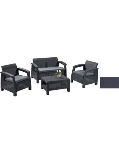 SET RATTAN CORFU LOUNGE KETER PP GRAPHITE CF - PZ 4 + CUSCINI