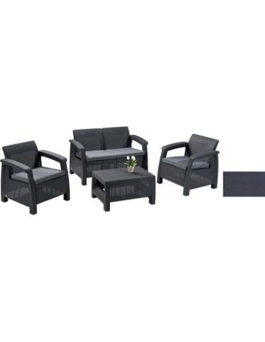 SET RATTAN CORFU LOUNGE KETER PP GRAPHITE CF - PZ 4 + CUSCINI