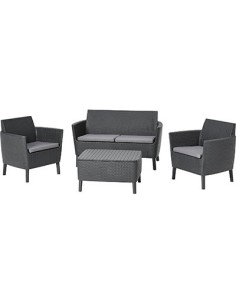 SET RATTAN SALEMO LOUNGE KETER PP GRAPHITE CF - PZ 4 + CUSCINI