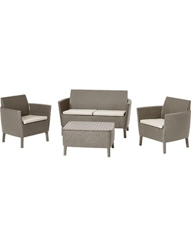 SET RATTAN SALEMO LOUNGE KETER PP CAPPUCCINO CF - PZ 4 + CUSCINI