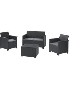 SET RATTAN EMMA LOUNGE KETER PP GRAPHITE CF - PZ 4 + CUSCINI