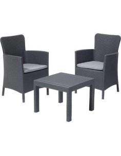 SET RATTAN SALVADOR BALCONY KETER PP GRAPHITE CF - PZ 3 + CUSCINI