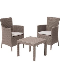 SET RATTAN SALVADOR BALCONY KETER PP CAPPUCCINO CF - PZ 3 + CUSCINI