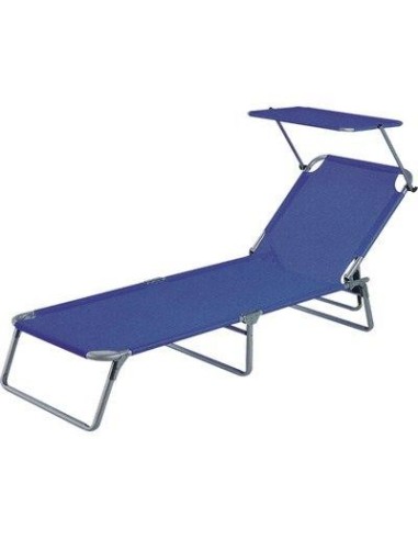 LETTINO SAND CON PARASOLE DOMUS ACCIAIO/POLY BLU CM 58X190 H.CM 27