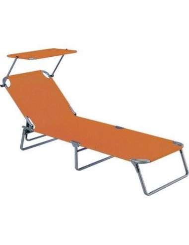 LETTINO SAND CON PARASOLE DOMUS ACCIAIO/POLY ARANCIO CM 58X190 H.CM 27