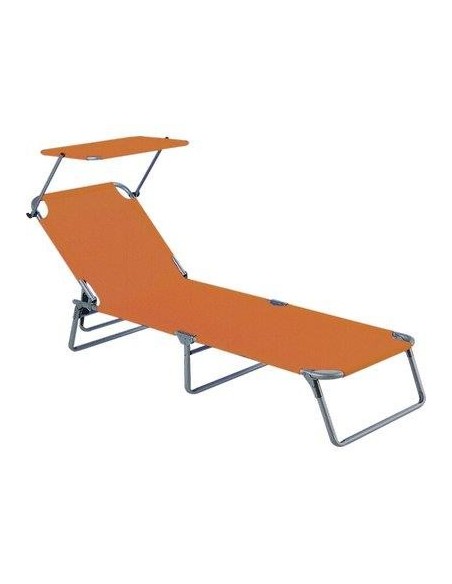 LETTINO SAND CON PARASOLE DOMUS ACCIAIO/POLY ARANCIO CM 58X190 H.CM 27