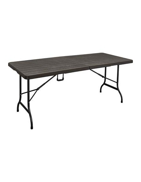 TAVOLO WOOD DOMUS HDPE MARRONE/ACCIAIO CM 180X75 H.CM 74