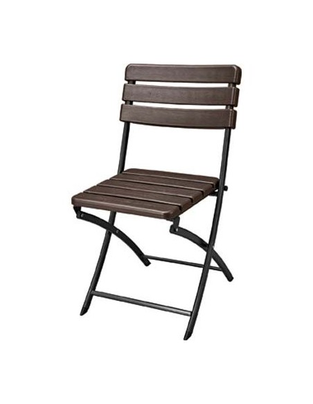 SEDIA WOOD DOMUS HDPE MARRONE/ACCIAIO CM 55X46 H.CM 81